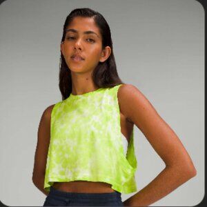 Lululemon All Yours Cropped Cotton Tank Top Tie Dye in the lemon-lime size xs